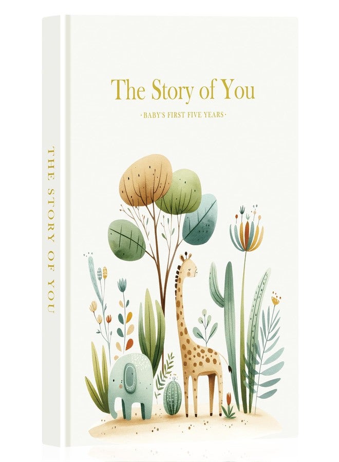 Lanpn Baby Memory Book for Boy Girl - The Story of You, Newborn Babys Photo Album Book Keepsake for New Parents, Leather Cover Baby First 5 Year Milestone Journal Scrapbook (154 Pages) - Image 1